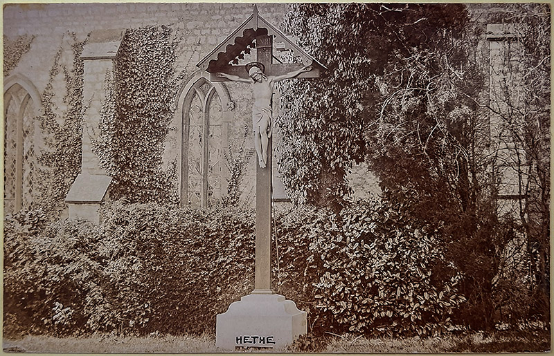 Holy Trinity Church, Hethe: Calvary in churchyard, presented by Lord North in 1881 (postcard, c. 1905-1912) - ref: PC/P175/2