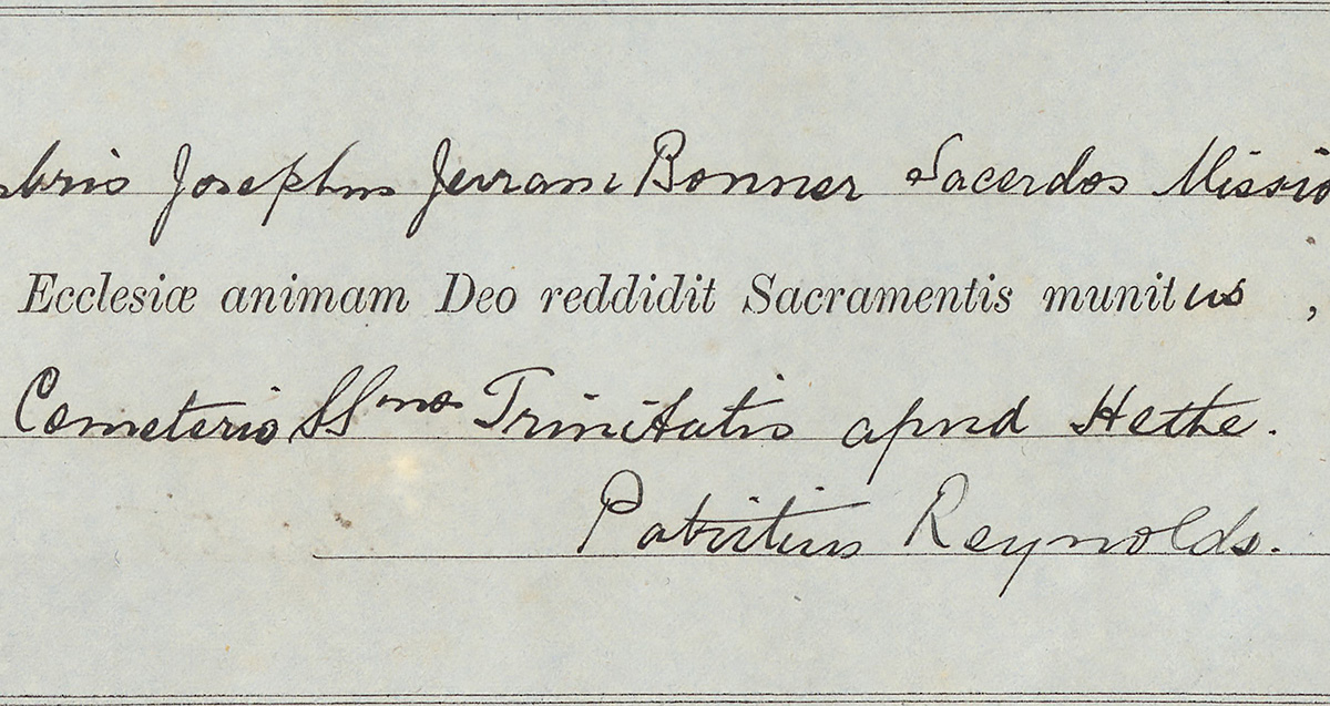 Hethe baptism register, 13 June 1858: Sarah Beatrix, daughter of Rocco Tenchio of Bicester